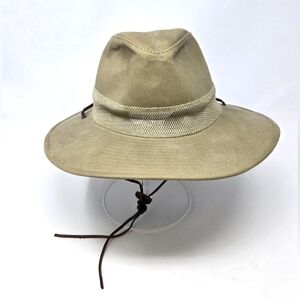 WRANGLER KHAKI 100% COTTON CAMVAS OUTDOOR OUTBACK HAT CAP MESH SIDES MEN XL